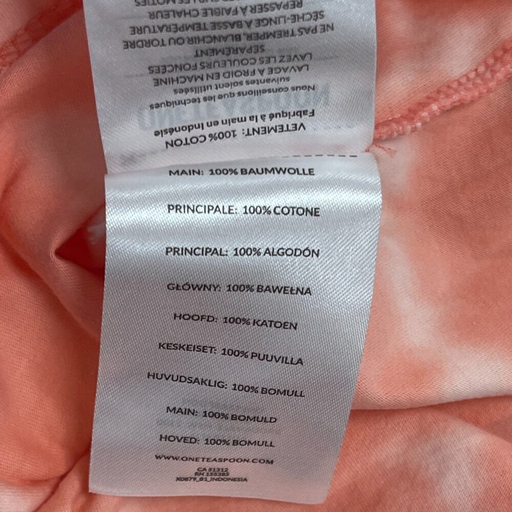 Free People/One Teaspoon Heart Throb Tie Dye Boyfriend Tee-Coral Pink - XL - NWT - Picture 8 of 10